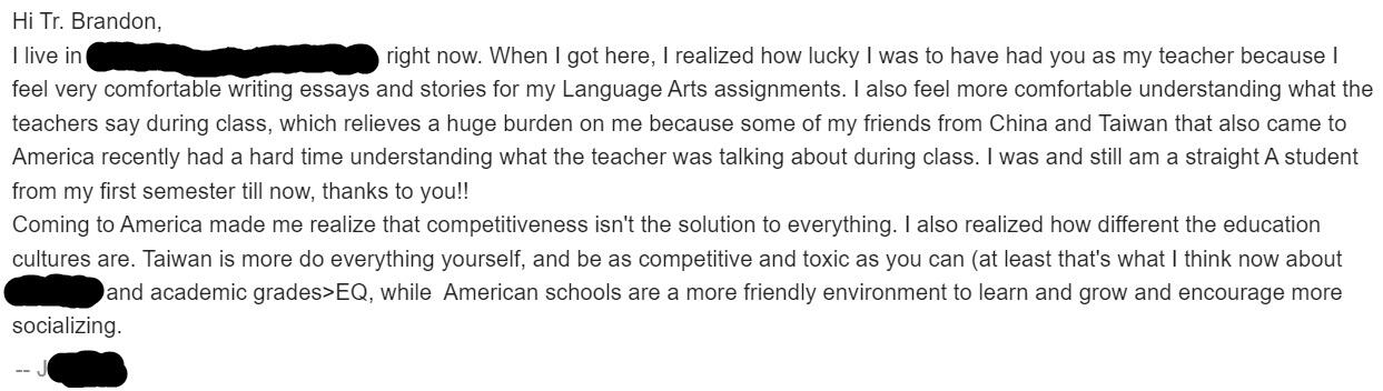 Feedback from past writing student